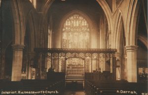 Interior of St Mary's Church before the rood screen was removed